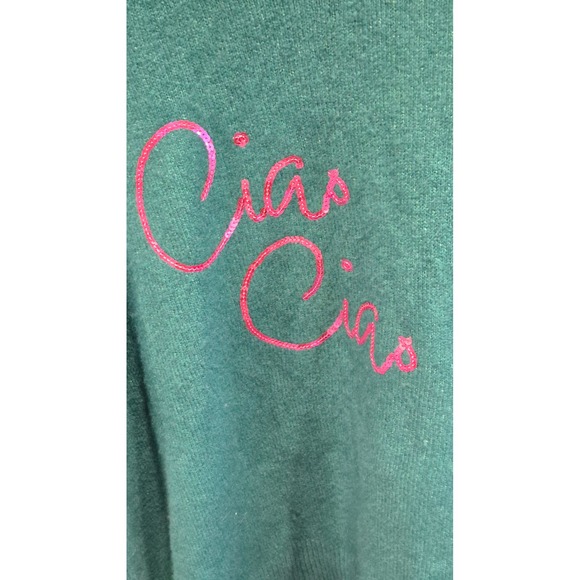 A New Day Womens Ciao Ciao Sequin Graphic Mock Neck Sweater Teal Green XL New - Picture 4 of 11